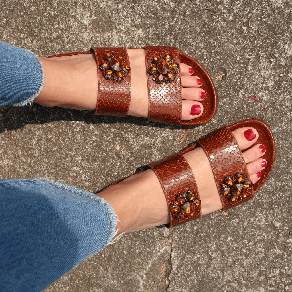 Rasteira Slider Whisky - Vestida2