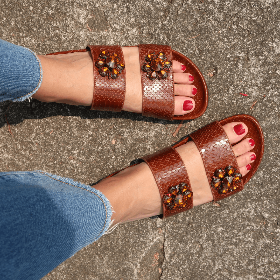 Rasteira Slider Whisky - Vestida2
