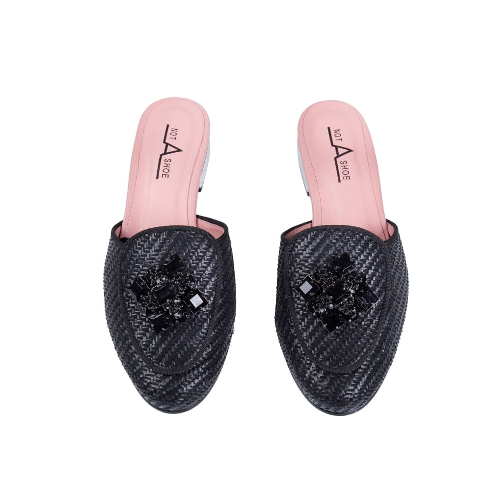Slip On Palha Preta - Frente