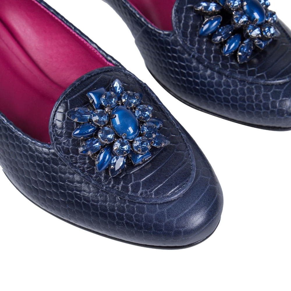 Loafer Croco Marinho - Broche