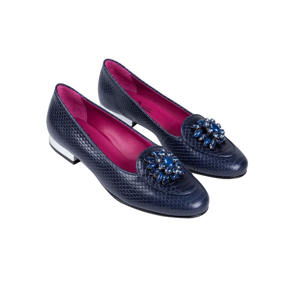 Loafer Croco Marinho - Lado