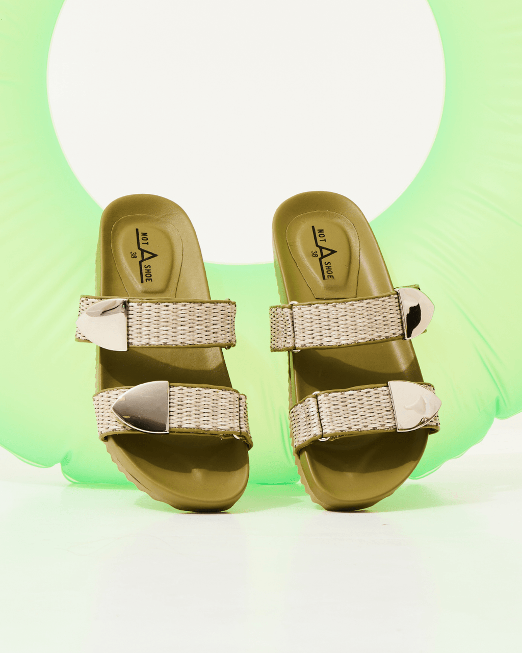 Rasteira Slider Summer Oliva - Frente
