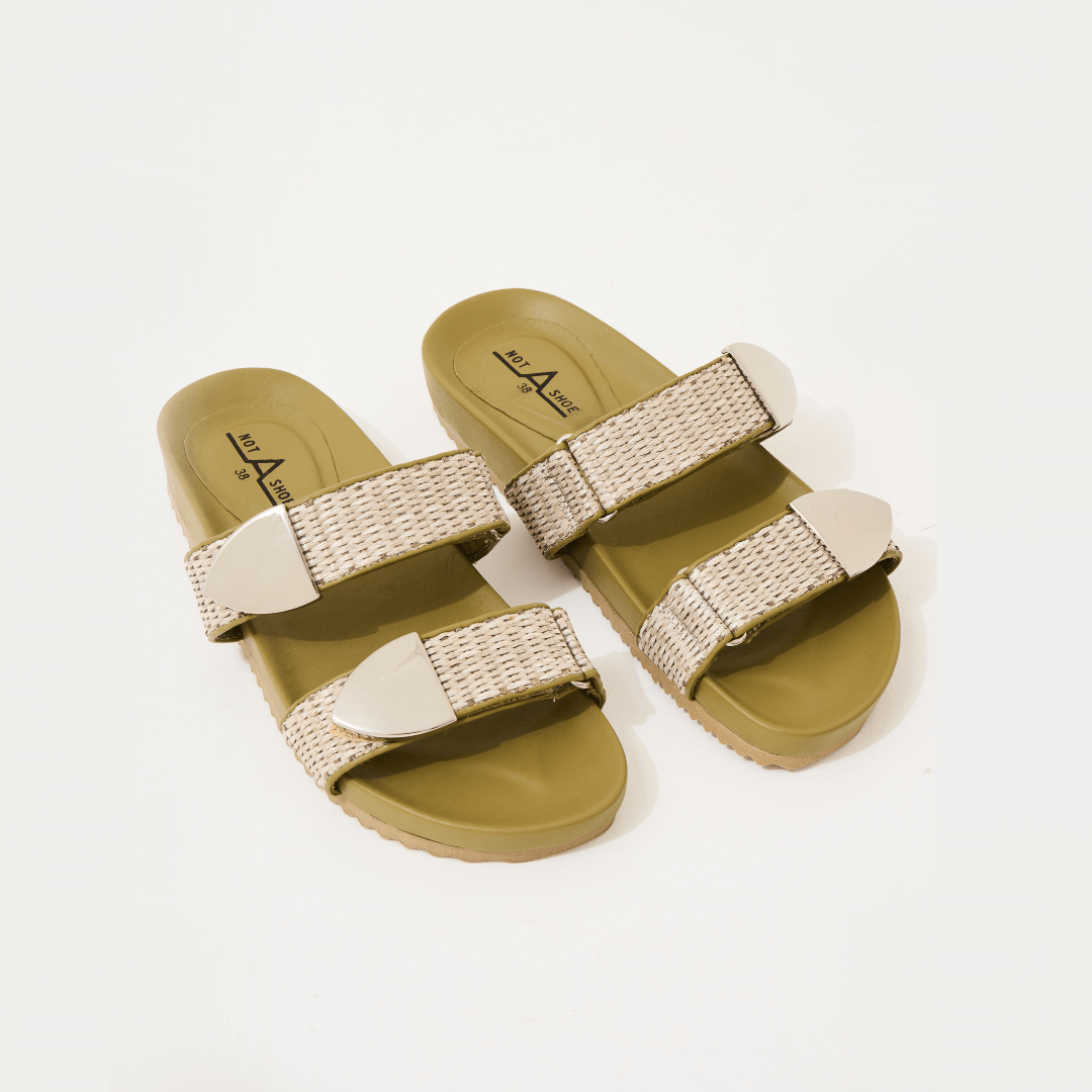 Rasteira Slider Summer Oliva - Lado